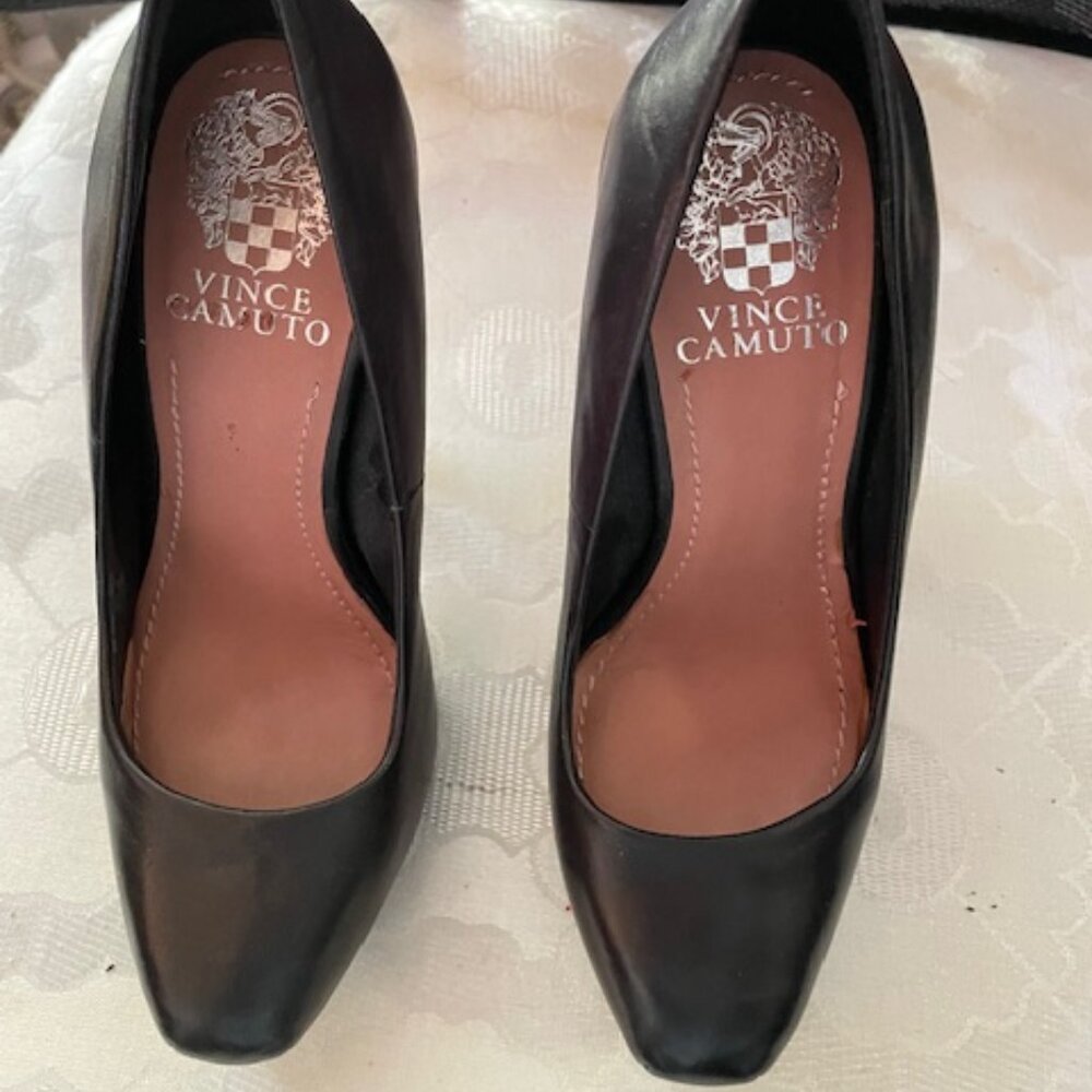 Size 4 Stiletto 5" Black leather heels